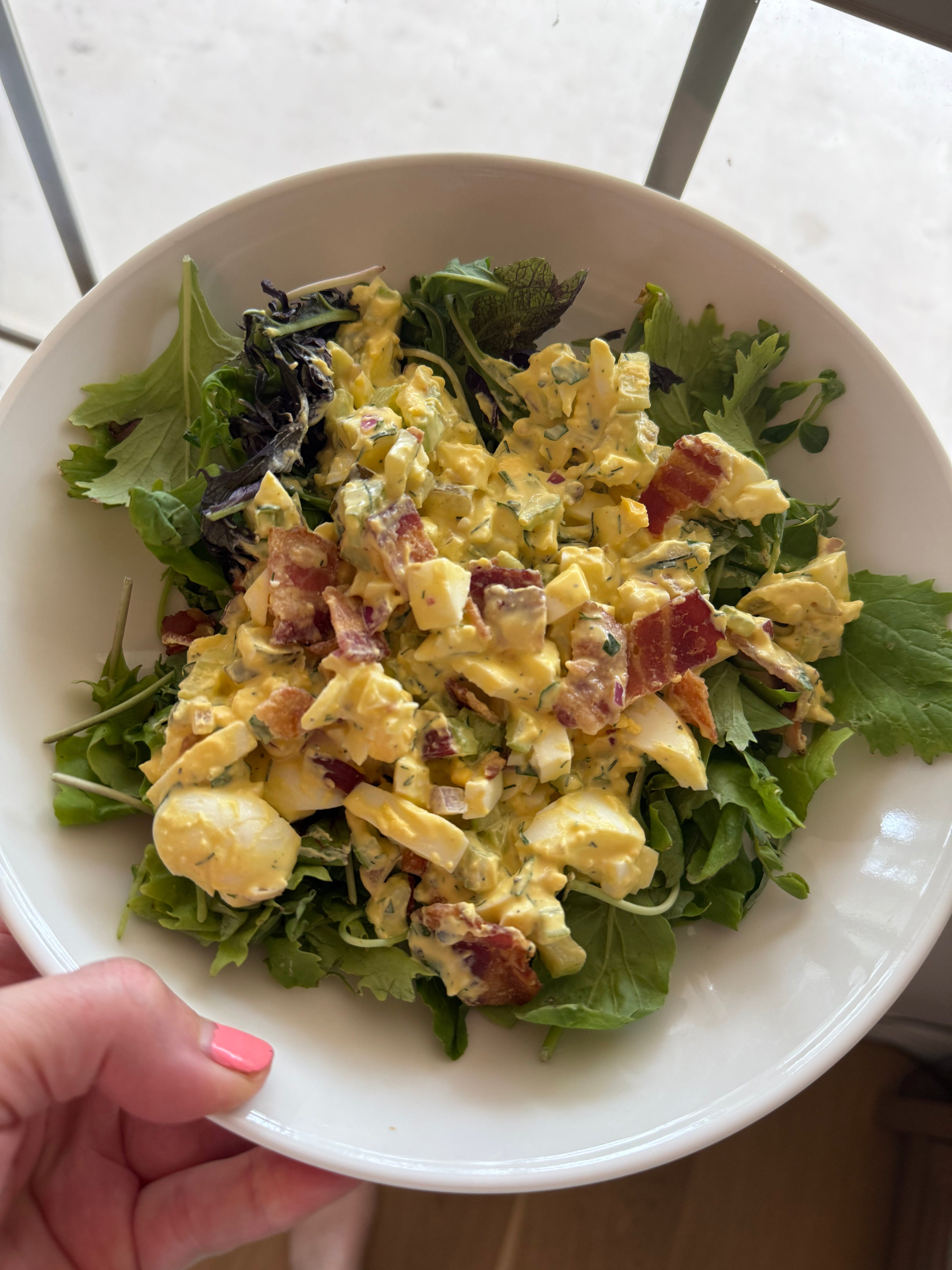 Egg Salad with Pickles and Bacon